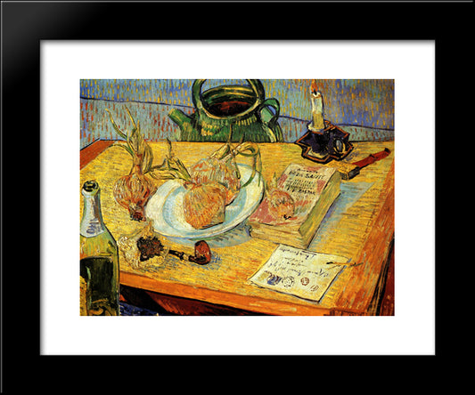 Still Life With Drawing Board, Pipe, Onions And Sealing-Wax 20x24 Black Modern Wood Framed Art Print Poster by Van Gogh, Vincent