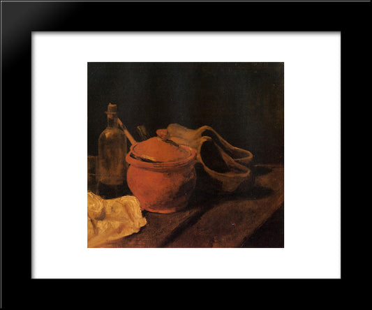 Still Life With Earthenware, Bottle And Clogs 20x24 Black Modern Wood Framed Art Print Poster by Van Gogh, Vincent