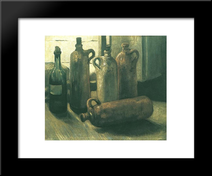 Still Life With Five Bottles 20x24 Black Modern Wood Framed Art Print Poster by Van Gogh, Vincent