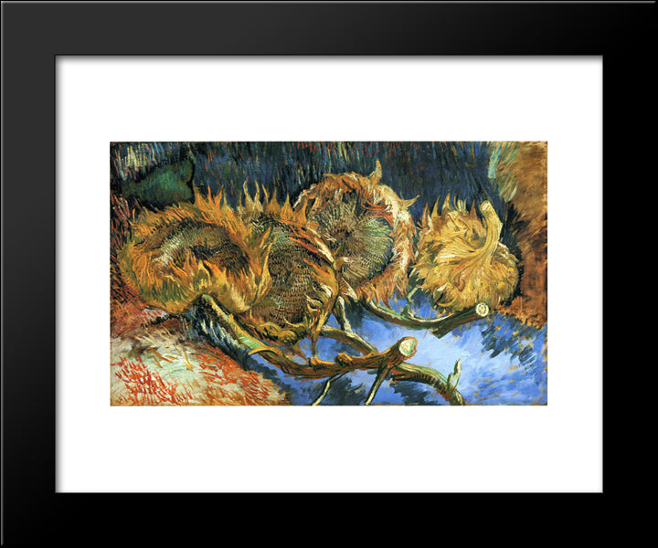 Still Life With Four Sunflowers 20x24 Black Modern Wood Framed Art Print Poster by Van Gogh, Vincent