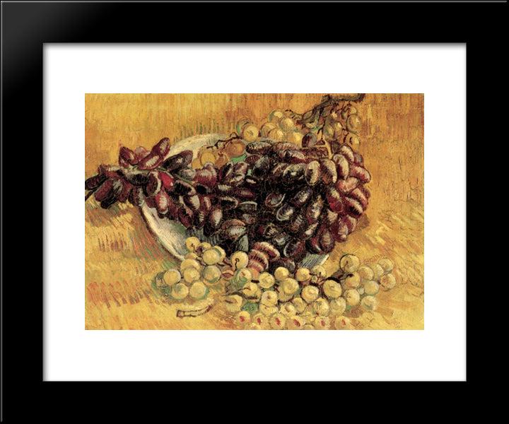 Still Life With Grapes 20x24 Black Modern Wood Framed Art Print Poster by Van Gogh, Vincent