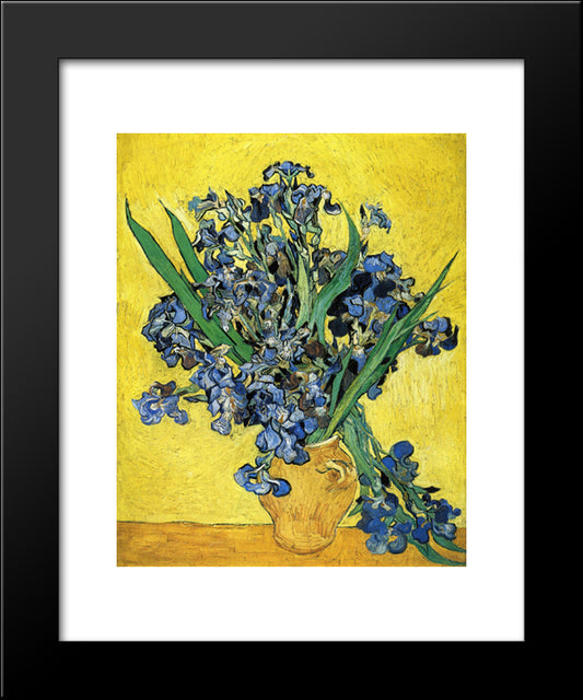 Still Life With Irises 20x24 Black Modern Wood Framed Art Print Poster by Van Gogh, Vincent