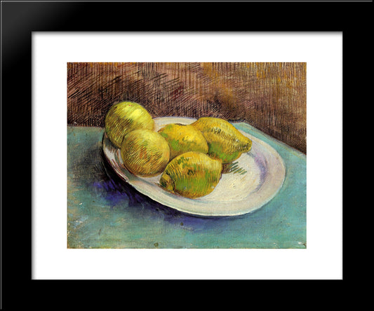 Still Life With Lemons On A Plate 20x24 Black Modern Wood Framed Art Print Poster by Van Gogh, Vincent