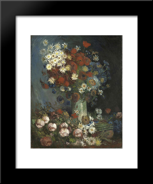 Still Life With Meadow Flowers And Roses 20x24 Black Modern Wood Framed Art Print Poster by Van Gogh, Vincent