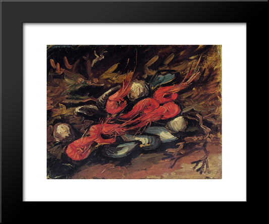 Still Life With Mussels And Shrimp 20x24 Black Modern Wood Framed Art Print Poster by Van Gogh, Vincent