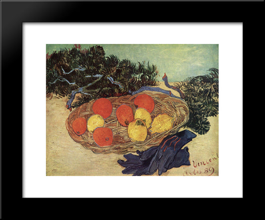 Still Life With Oranges And Lemons With Blue Gloves 20x24 Black Modern Wood Framed Art Print Poster by Van Gogh, Vincent