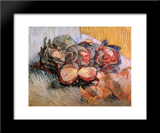 Still Life With Red Cabbages And Onions 20x24 Black Modern Wood Framed Art Print Poster by Van Gogh, Vincent