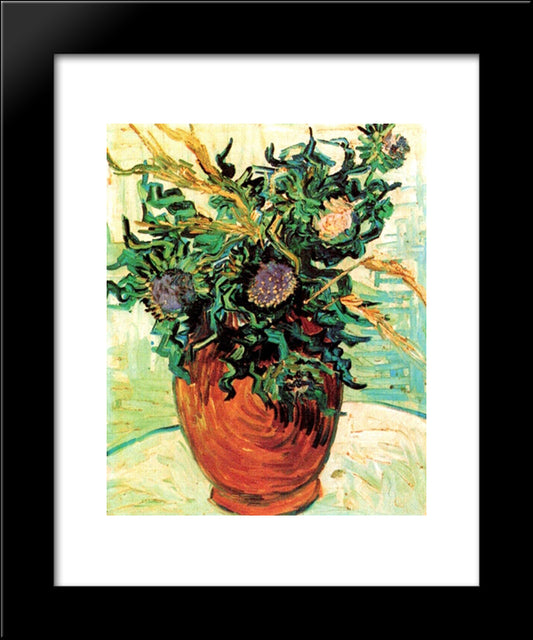 Still Life With Thistles 20x24 Black Modern Wood Framed Art Print Poster by Van Gogh, Vincent