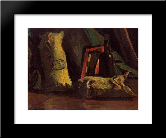 Still Life With Two Sacks And A Bottle 20x24 Black Modern Wood Framed Art Print Poster by Van Gogh, Vincent