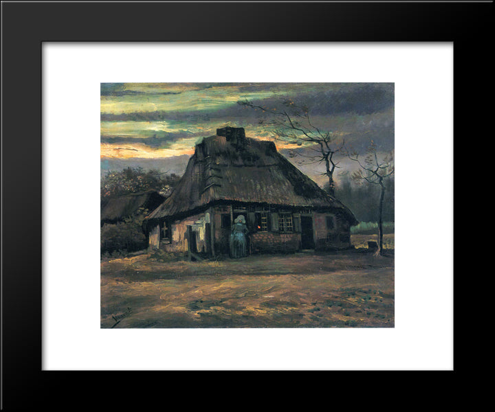 Straw Hats At Dusk 20x24 Black Modern Wood Framed Art Print Poster by Van Gogh, Vincent