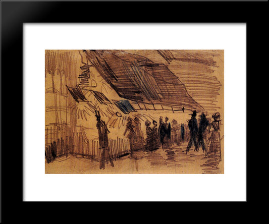 Strollers And Onlookers At A Place Of Entertainment 20x24 Black Modern Wood Framed Art Print Poster by Van Gogh, Vincent