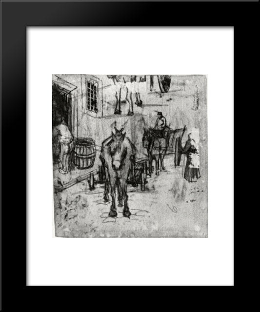 Studies Of Donkey Carts 20x24 Black Modern Wood Framed Art Print Poster by Van Gogh, Vincent