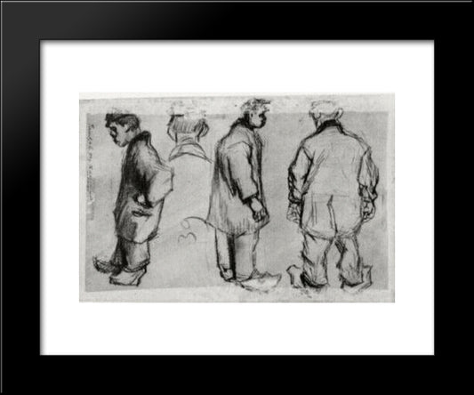 Studies Of Three Peasants And A Head 20x24 Black Modern Wood Framed Art Print Poster by Van Gogh, Vincent