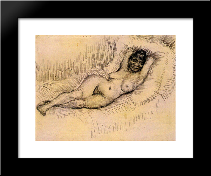 Study For Reclining Female Nude 20x24 Black Modern Wood Framed Art Print Poster by Van Gogh, Vincent