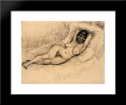 Study For Reclining Female Nude 20x24 Black Modern Wood Framed Art Print Poster by Van Gogh, Vincent