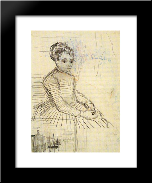 Study For Woman Sitting By A Cradle 20x24 Black Modern Wood Framed Art Print Poster by Van Gogh, Vincent