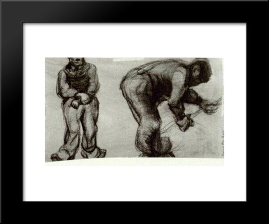 Study Of Two Peasants 20x24 Black Modern Wood Framed Art Print Poster by Van Gogh, Vincent