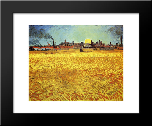 Summer Evening, Wheatfield With Setting Sun 20x24 Black Modern Wood Framed Art Print Poster by Van Gogh, Vincent