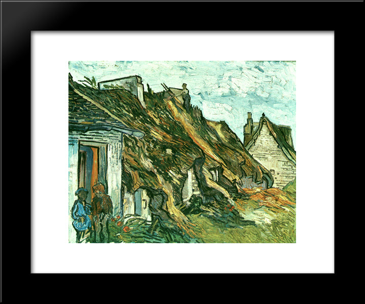 Thatched Cottages In Chaponval, Auvers-Sur-Oise 20x24 Black Modern Wood Framed Art Print Poster by Van Gogh, Vincent