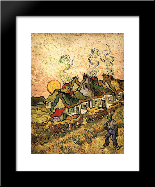 Thatched Cottages In The Sunshine Reminiscence Of The North 20x24 Black Modern Wood Framed Art Print Poster by Van Gogh, Vincent