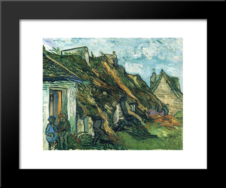 Thatched Sandstone Cottages In Chaponval 20x24 Black Modern Wood Framed Art Print Poster by Van Gogh, Vincent