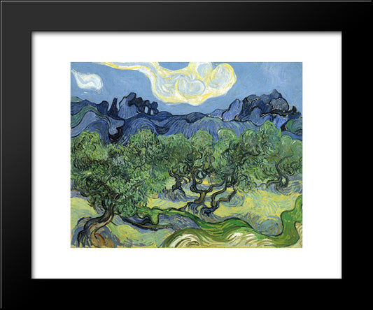 The Alpilles With Olive Trees In The Foreground 20x24 Black Modern Wood Framed Art Print Poster by Van Gogh, Vincent