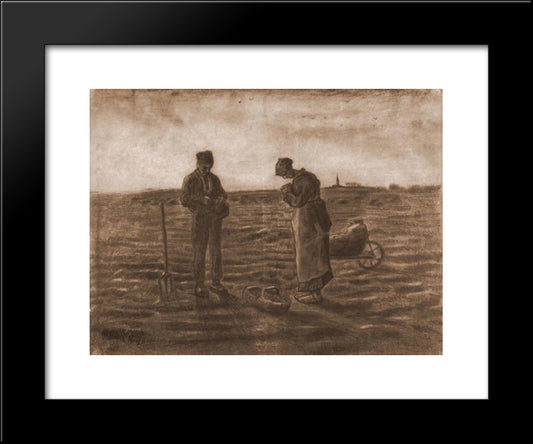 The Angelus (After Millet) 20x24 Black Modern Wood Framed Art Print Poster by Van Gogh, Vincent