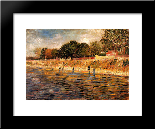 The Banks Of The Seine 20x24 Black Modern Wood Framed Art Print Poster by Van Gogh, Vincent