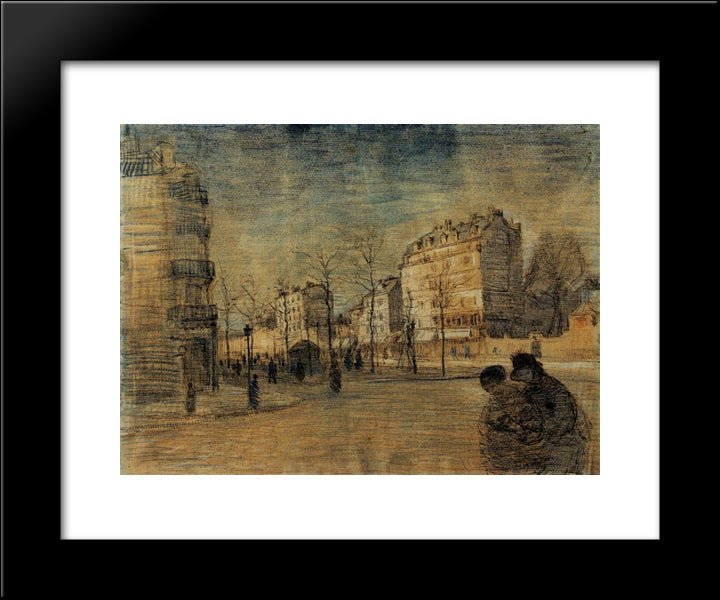 The Boulevard De Clichy 20x24 Black Modern Wood Framed Art Print Poster by Van Gogh, Vincent