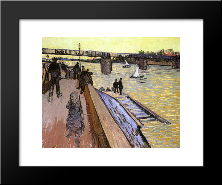 The Bridge At Trinquetaille 20x24 Black Modern Wood Framed Art Print Poster by Van Gogh, Vincent