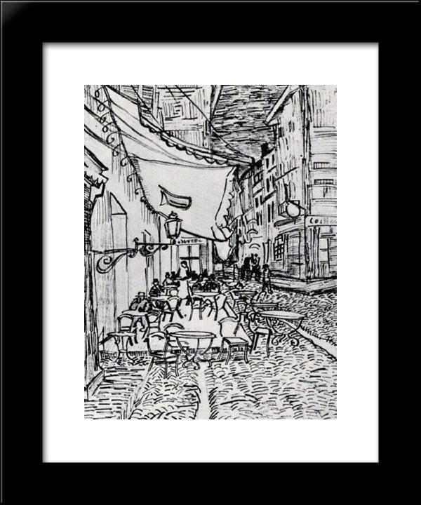 The Cafe Terrace On The Place Du Forum, Arles, At Night 20x24 Black Modern Wood Framed Art Print Poster by Van Gogh, Vincent