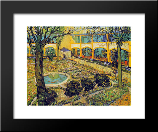 The Courtyard Of The Hospital In Arles 20x24 Black Modern Wood Framed Art Print Poster by Van Gogh, Vincent