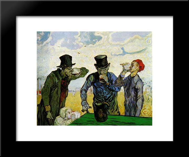 The Drinkers (After Daumier) 20x24 Black Modern Wood Framed Art Print Poster by Van Gogh, Vincent