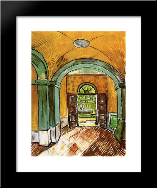 The Entrance Hall Of Saint-Paul Hospital 20x24 Black Modern Wood Framed Art Print Poster by Van Gogh, Vincent