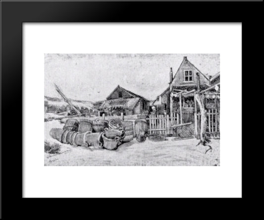 The Fish Drying Barn At Scheveningen 20x24 Black Modern Wood Framed Art Print Poster by Van Gogh, Vincent