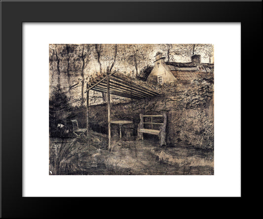 The Garden Of The Parsonage With Arbor 20x24 Black Modern Wood Framed Art Print Poster by Van Gogh, Vincent