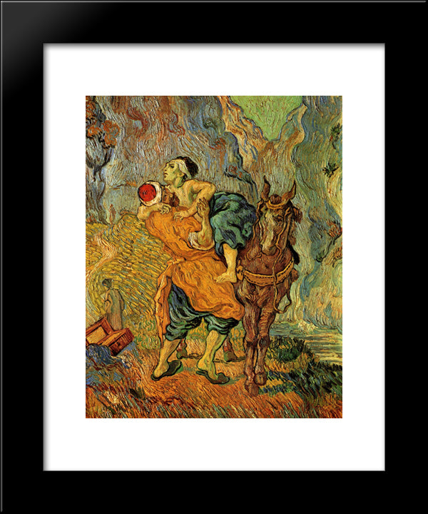 The Good Samaritan, After Delacroix 20x24 Black Modern Wood Framed Art Print Poster by Van Gogh, Vincent