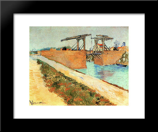 The Langlois Bridge At Arles With Road Alongside The Canal 20x24 Black Modern Wood Framed Art Print Poster by Van Gogh, Vincent