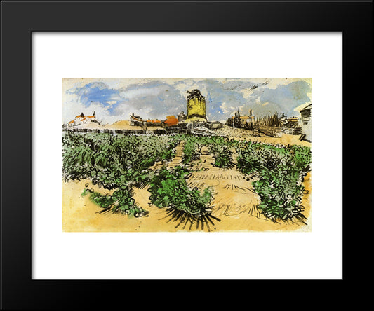 The Mill Of Alphonse Daudet At Fontevieille 20x24 Black Modern Wood Framed Art Print Poster by Van Gogh, Vincent