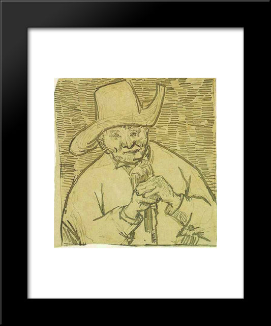 The Old Peasant Patience Escalier With Walking Stick, Half-Figure 20x24 Black Modern Wood Framed Art Print Poster by Van Gogh, Vincent