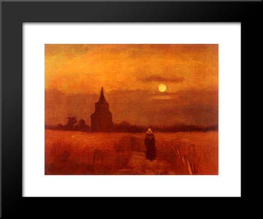 The Old Tower In The Fields 20x24 Black Modern Wood Framed Art Print Poster by Van Gogh, Vincent