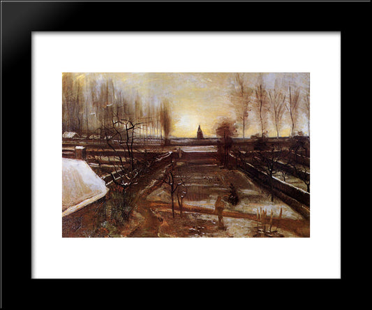 The Parsonage Garden At Nuenen In The Snow 20x24 Black Modern Wood Framed Art Print Poster by Van Gogh, Vincent