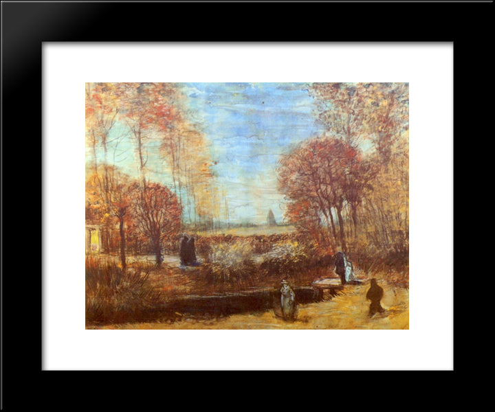 The Parsonage Garden At Nuenen With Pond And Figures 20x24 Black Modern Wood Framed Art Print Poster by Van Gogh, Vincent