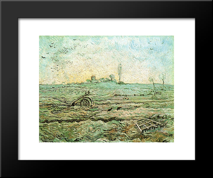 The Plough And The Harrow (After Millet) 20x24 Black Modern Wood Framed Art Print Poster by Van Gogh, Vincent