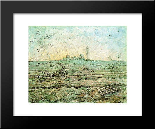 The Plough And The Harrow (After Millet) 20x24 Black Modern Wood Framed Art Print Poster by Van Gogh, Vincent