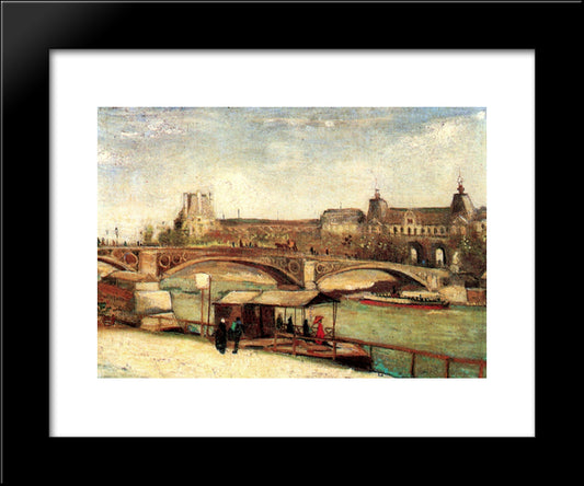 The Pont Du Carrousel And The Louvre 20x24 Black Modern Wood Framed Art Print Poster by Van Gogh, Vincent