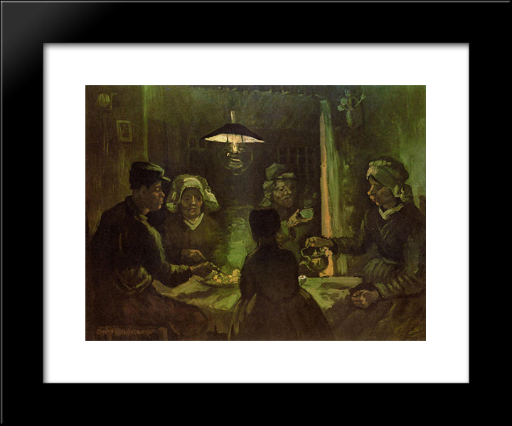 The Potato Eaters (Preliminary Oil Sketch) 20x24 Black Modern Wood Framed Art Print Poster by Van Gogh, Vincent