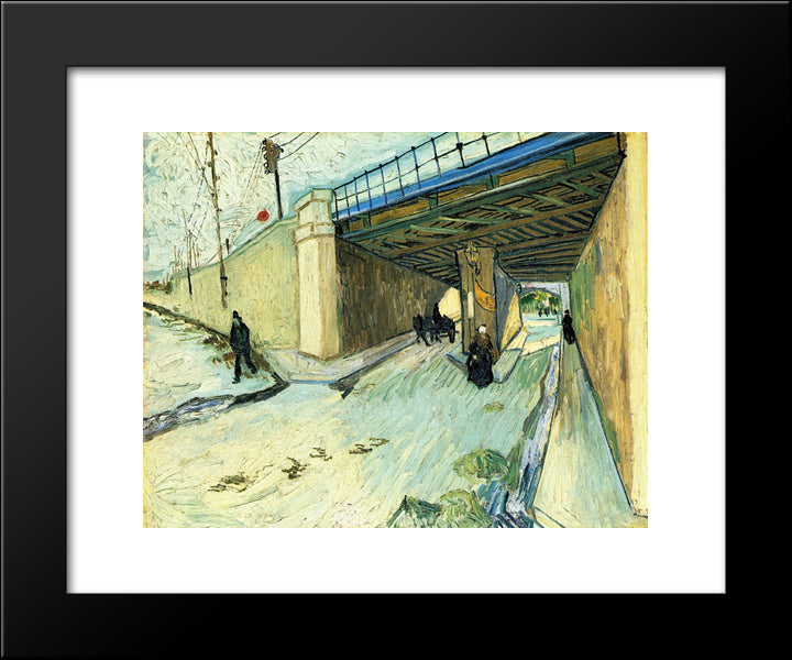 The Railway Bridge Over Avenue Montmajour 20x24 Black Modern Wood Framed Art Print Poster by Van Gogh, Vincent