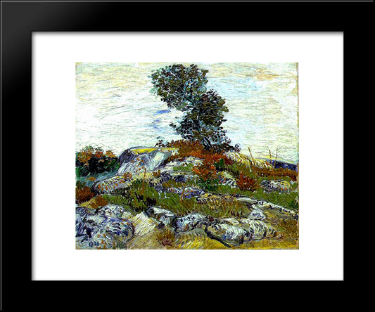 The Rocks With Oak Tree 20x24 Black Modern Wood Framed Art Print Poster by Van Gogh, Vincent