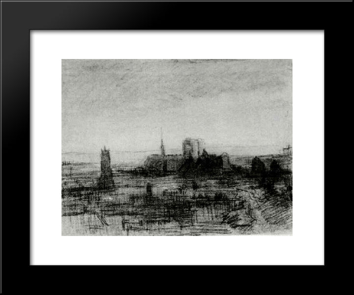 The Roofs Of Paris And Notre-Dame 20x24 Black Modern Wood Framed Art Print Poster by Van Gogh, Vincent